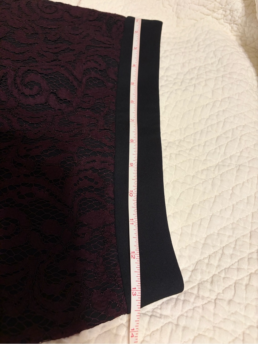 LOFT 00P Plum/purple Lace over black Pencil Skirt with Black Waistband - Picture 4 of 11
